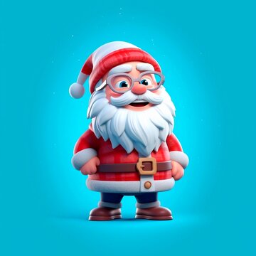 Cartoon Santa Claus 3d illustration render. Santa 3d figurine isolated. Cartoon character Santa Claus toy. New Year and Christmas holidays. Generative ai.