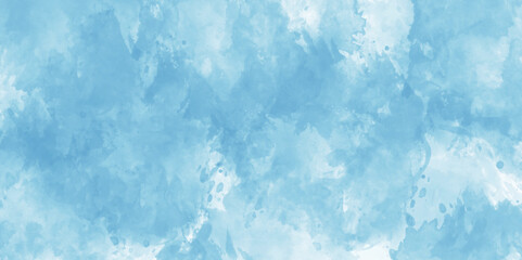 Blue watercolor background with abstract cloudy sky concept. Abstract blue watercolor background. Blue sky background with clouds.