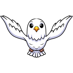 Cute white love bird cartoon flying