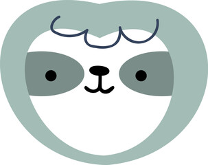 Sloth bear head animal . Vintage style .