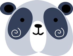 Panda bear head animal . Vintage style .