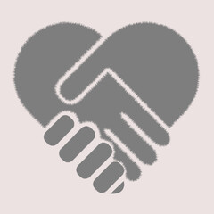 Handshake symbol forming a heart vector icon eps 10. Hands shaking.