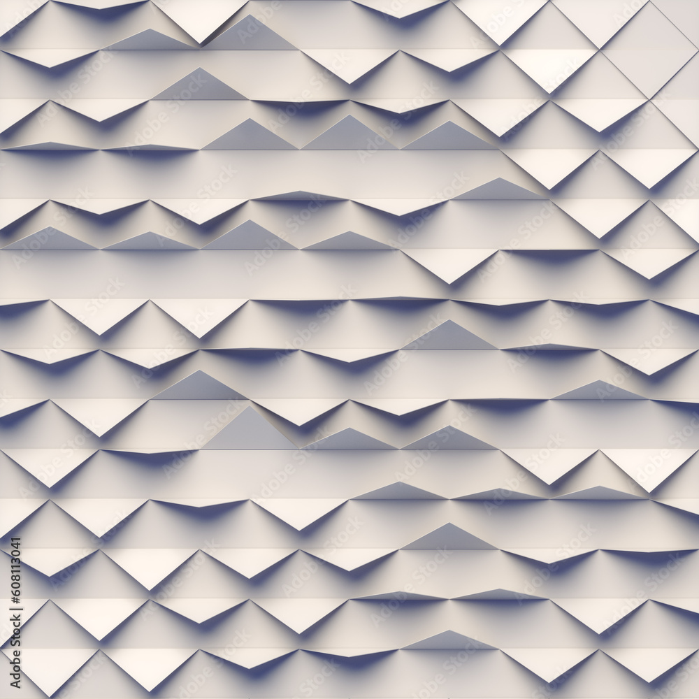 Poster Digital illustration of a white geometric pattern of triangular shapes. 3d rendering abstract background