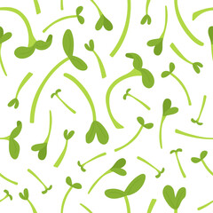 Fresh microgreens pattern on a white background