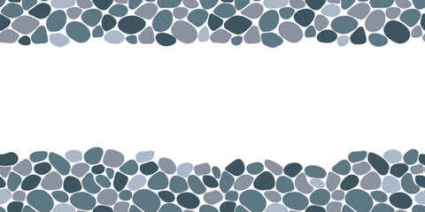Pebble seamless pattern vector illustration. Cute summer repeated card. Paving, shingle beaches template cover for interior designs, beauty, wrapping paper. Doodle sea stones backdrop.