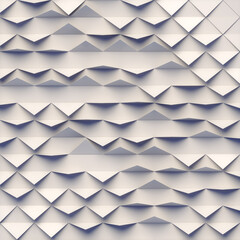 Digital illustration of a white geometric pattern of triangular shapes. 3d rendering abstract background