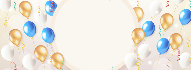 エレガントなゴールドの風船ハッピーバースデーお祝いカード