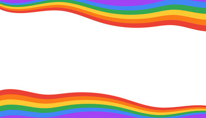 LGBT pride month rainbow wave flag frame background