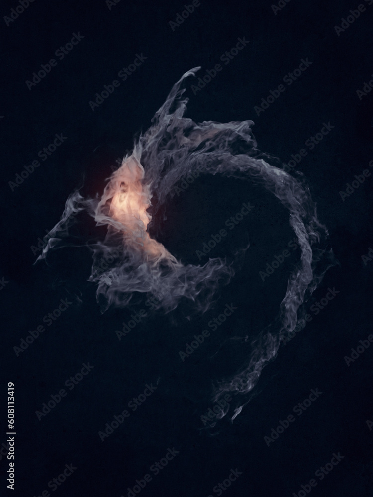 Poster a fiery swirl of magical flame. 3d rendering digital illustration background