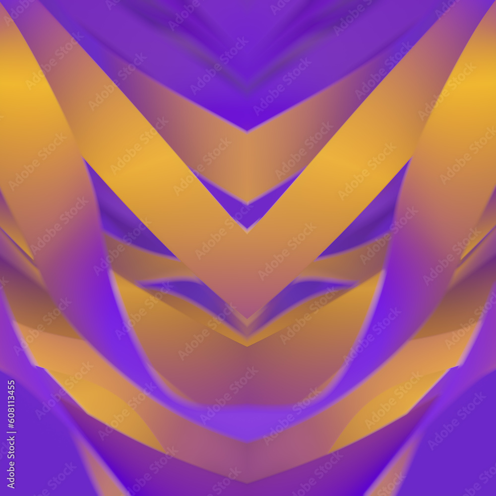 Poster abstract smooth waves of fabric symmetrical pattern. 3d rendering digital illustration
