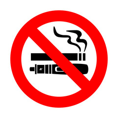 No smoking no vaping sign. Forbidden sign icon isolated on white background vector illustration. Cigarette, vape and smoke and in prohibition circle.