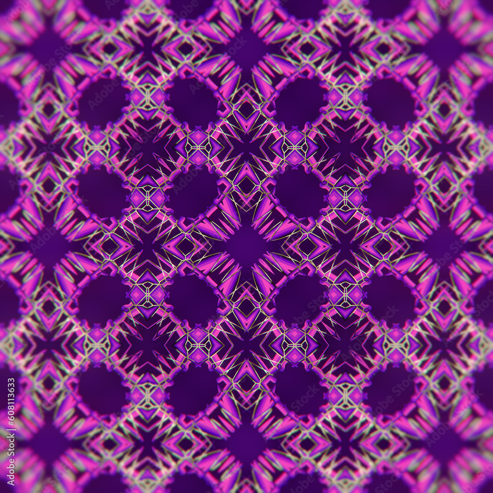 Aufkleber Colorful bright background with pattern of interwoven colorful geometric wire shapes. 3d rendering digital illustration