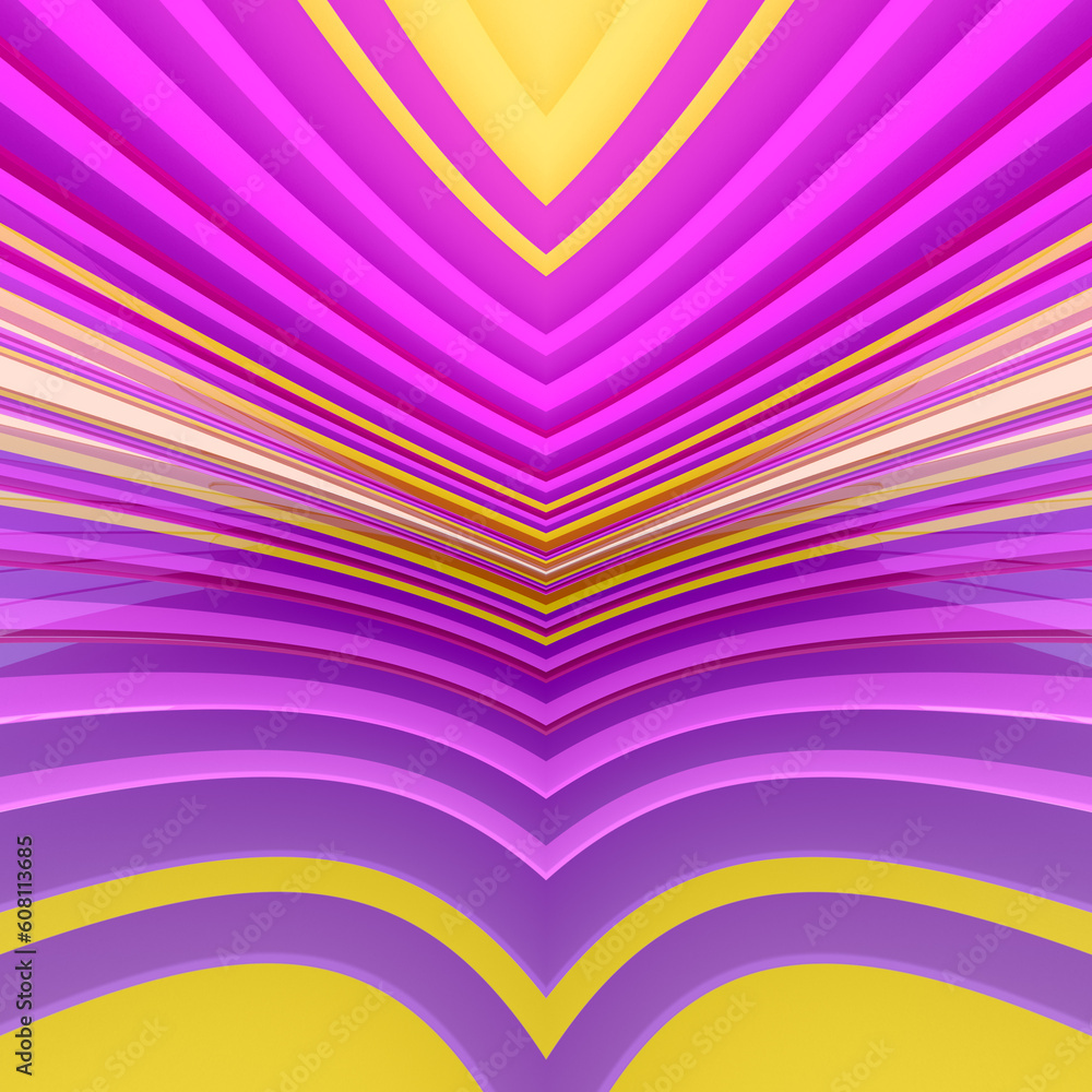 Poster Luminous background with multicolored stripes. Gradient waves. Modern design. 3d rendering digital illustration
