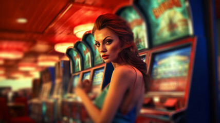 Fototapeta na wymiar plays casino slots. Generative AI
