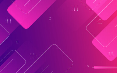 Modern background, geometric style, pink and blue gradation, squares, lines, Memphis abstract