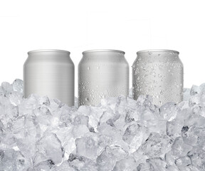 Can of cold beverage, ice cube a of juicy. Summer refreshing drink