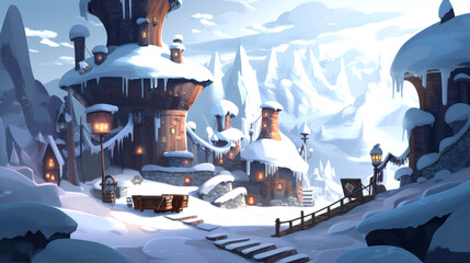 castle in snowy mountains ai image generated