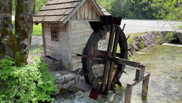 Traditional wooden water mill in rural area of Slovenia
