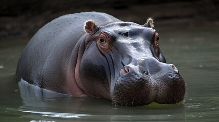 hippopotamus in river generative ai