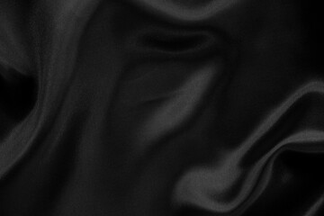 Fototapeta premium Black grey fabric texture background, detail of silk or linen pattern.