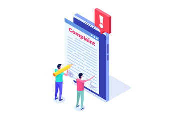 Сomplaint form online concept. Isometric Vector illustration.