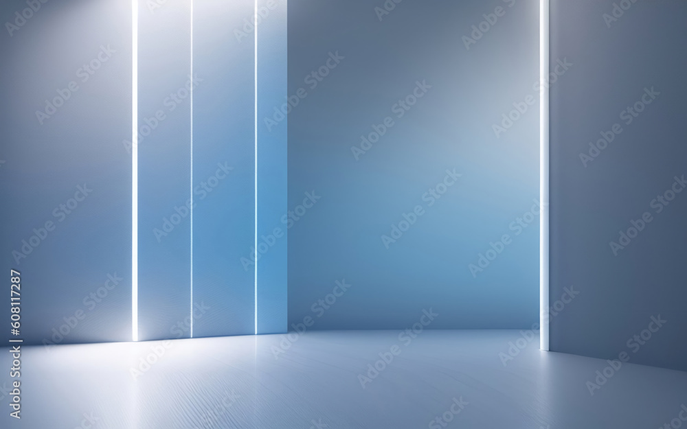 Poster universal minimalistic blue background for presentation. a light blue wall in the interior with beau