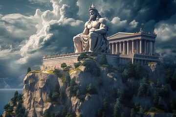 A Mythical Palace on Mount Olympus: A Fantasy Come to Life, Generative AI. - obrazy, fototapety, plakaty