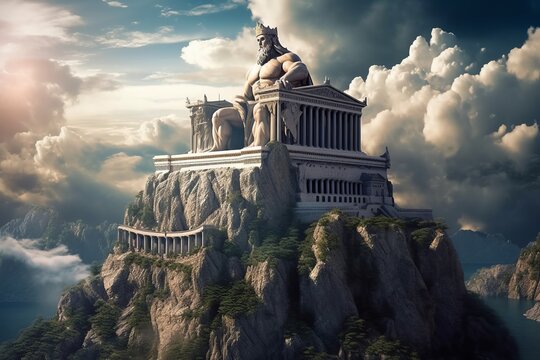A Mythical Palace on Mount Olympus: A Fantasy Come to Life, Generative AI.