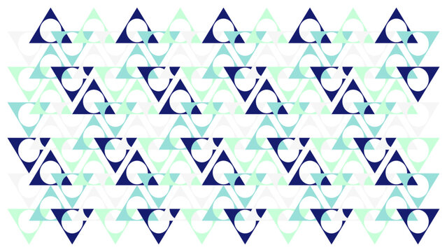 Collection of hollow triangles in pastel colors arranged to form the background.