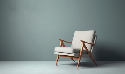 Single Armchair isolated on Grey Background with Copy Space. Generative AI