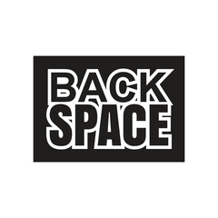 Back space design text on white background