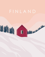 Finland travel poster. - obrazy, fototapety, plakaty