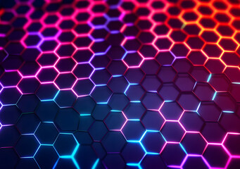 Fototapeta premium Neon Honeycomb texture background