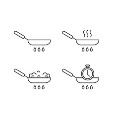 frying pan line icon set of vector