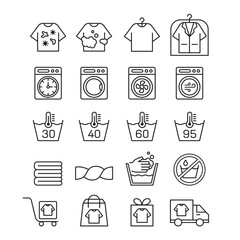Laundry line icon set of vector