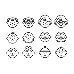 person line icon set of vector