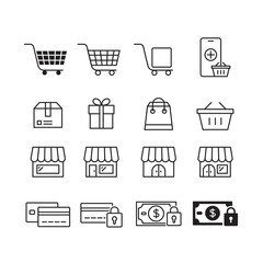 Shopping line icon set of vector