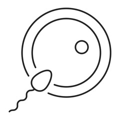 Spermatozoon fertilizing egg icon vector isolated. Fertilization process, line symbol of insemination. Concept of medicine and biology, reproduction process.