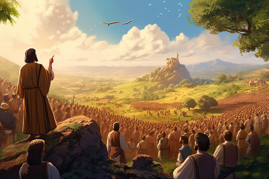 The Sermon on the Mount Jesus God religious faith story from Bible, generated ai, generated, ai