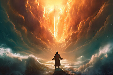 Moses Bible story parting the red sea religious stories of God, generated ai, generated, ai