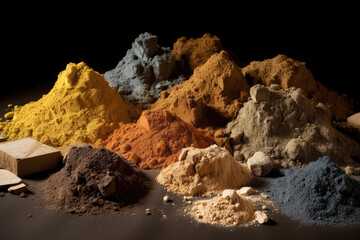 Piles of mined and refined rare earth elements, generative AI - obrazy, fototapety, plakaty