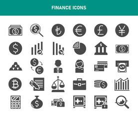 Business and Finance Icons Solid Set