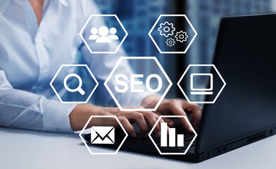   SEO Search Engine Optimization Marketing Technology concept background.