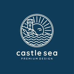Castel of the Sea Marine Line art Logo Design