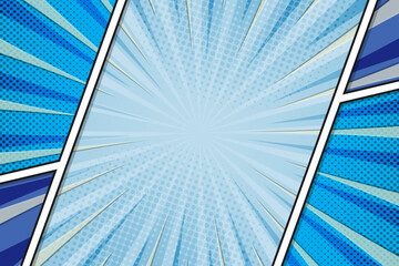 Naklejka premium Blue modern comic book style background, vector illustration