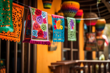 Fototapeta premium Traditional Mexican decorations in the streets and stores.