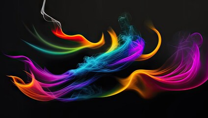 Beautiful colorful smoke abstract on black background. Concept for design. Generative AI