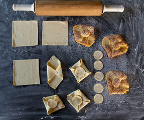 Preparing puff pastry dough forming and shaping