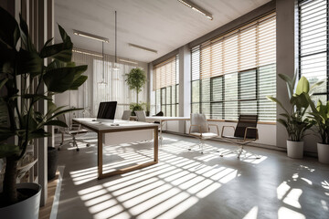 Fototapeta na wymiar Modern Office Interior With Sleek Furniture And Abundant Natural Light. Generative AI