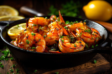 Grilled shrimp, marinated with aromatic herbs and citrus, creating a tantalizing visual feast.